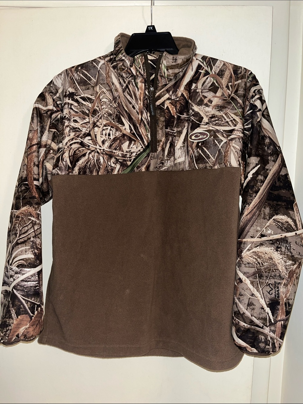 Camo Quarter-Zip Pullover Hoodie in Brown by Drake